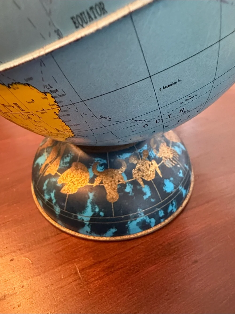 Ohio Art Classic Vintage Blue Globe Money Bank John Glenn Orbital Flight Zodiac